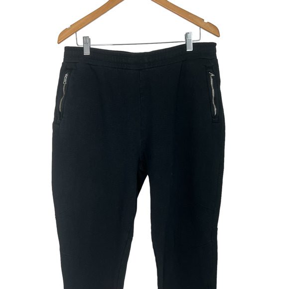 Sandro Ankle Zip Pull On Pants Black Cotton Jogger Pockets Sweatpant Size XL - Picture 3 of 15